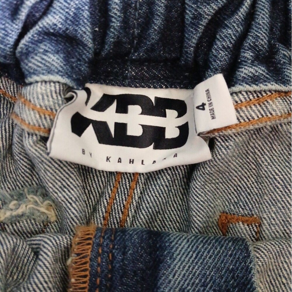 KBB by KAHLANA Women Barrel Leg 'The Paper Bag Jean' sz 4 NWT Med Wash - Picture 5 of 6